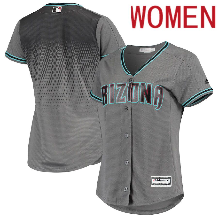 Women Arizona Diamondbacks Majestic Gray Road Official Team MLB Jersey->arizona diamondback->MLB Jersey